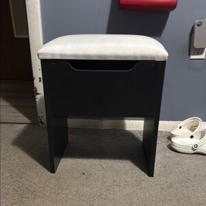 Black Stool with White Cushion